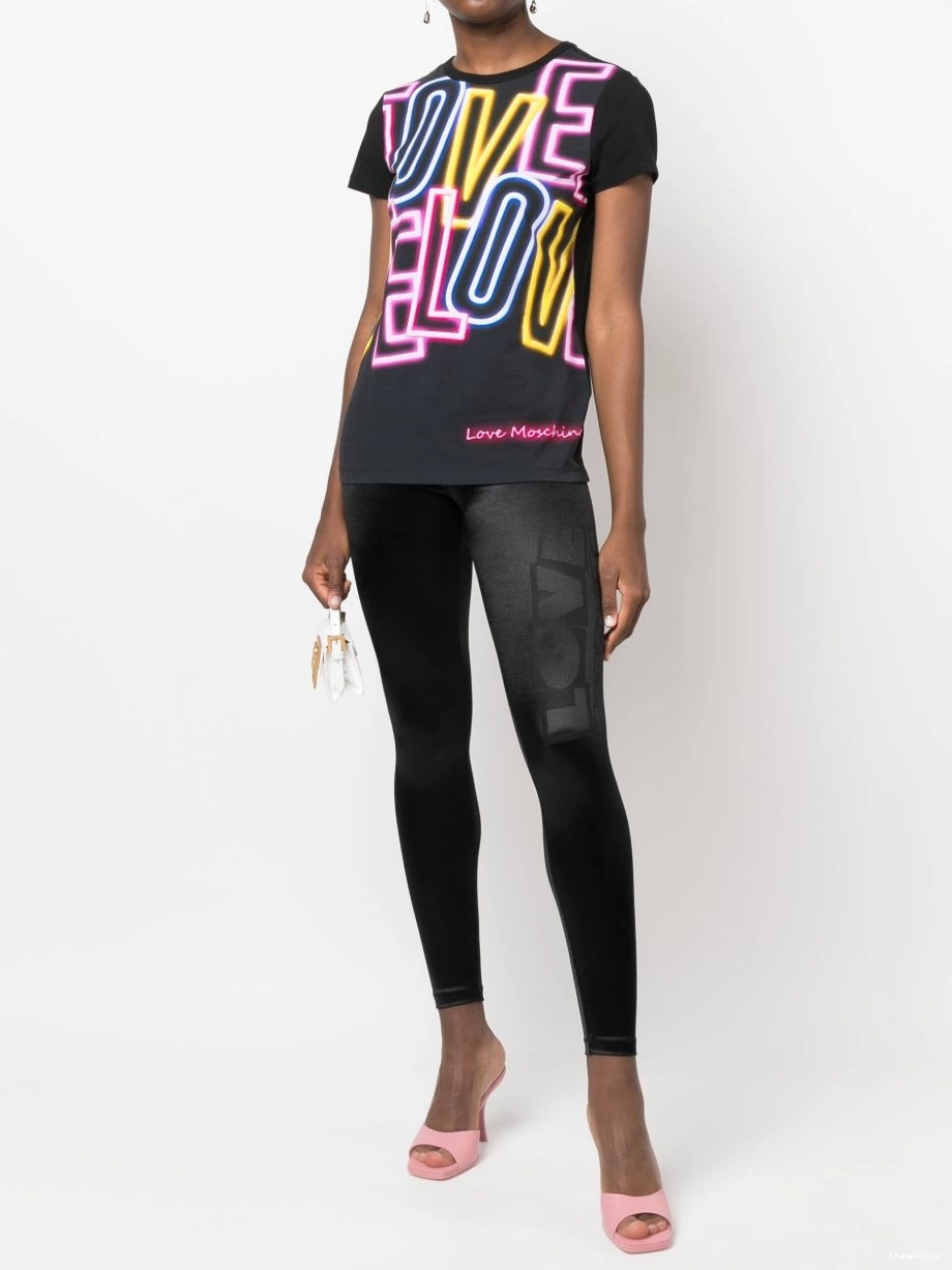 Cheap Moschino logo Love leggings print Women satin-finish 0330